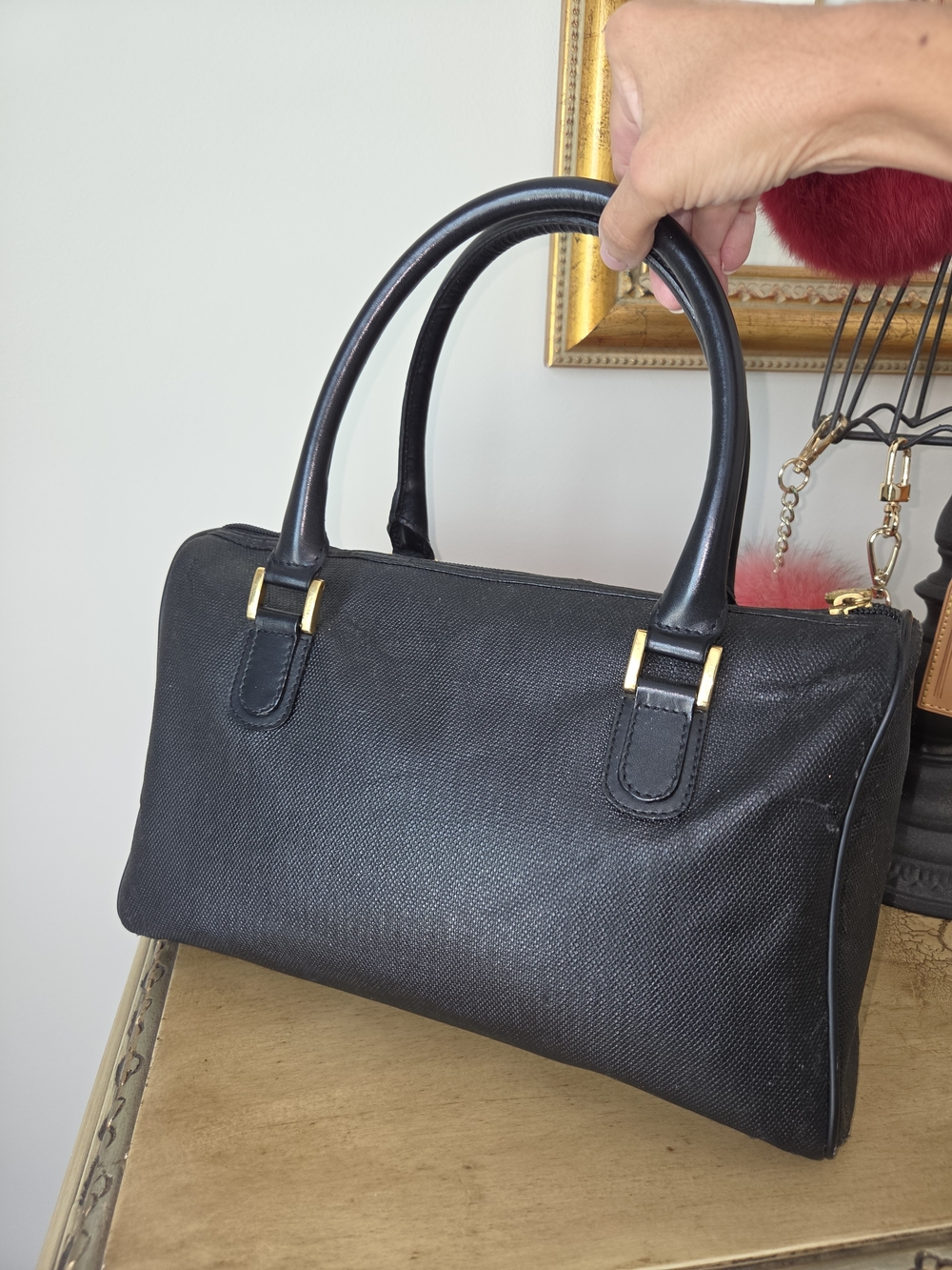 Fendi Black Structured Top-Handle Satchel with Gold Hardware - Picture 7 of 16